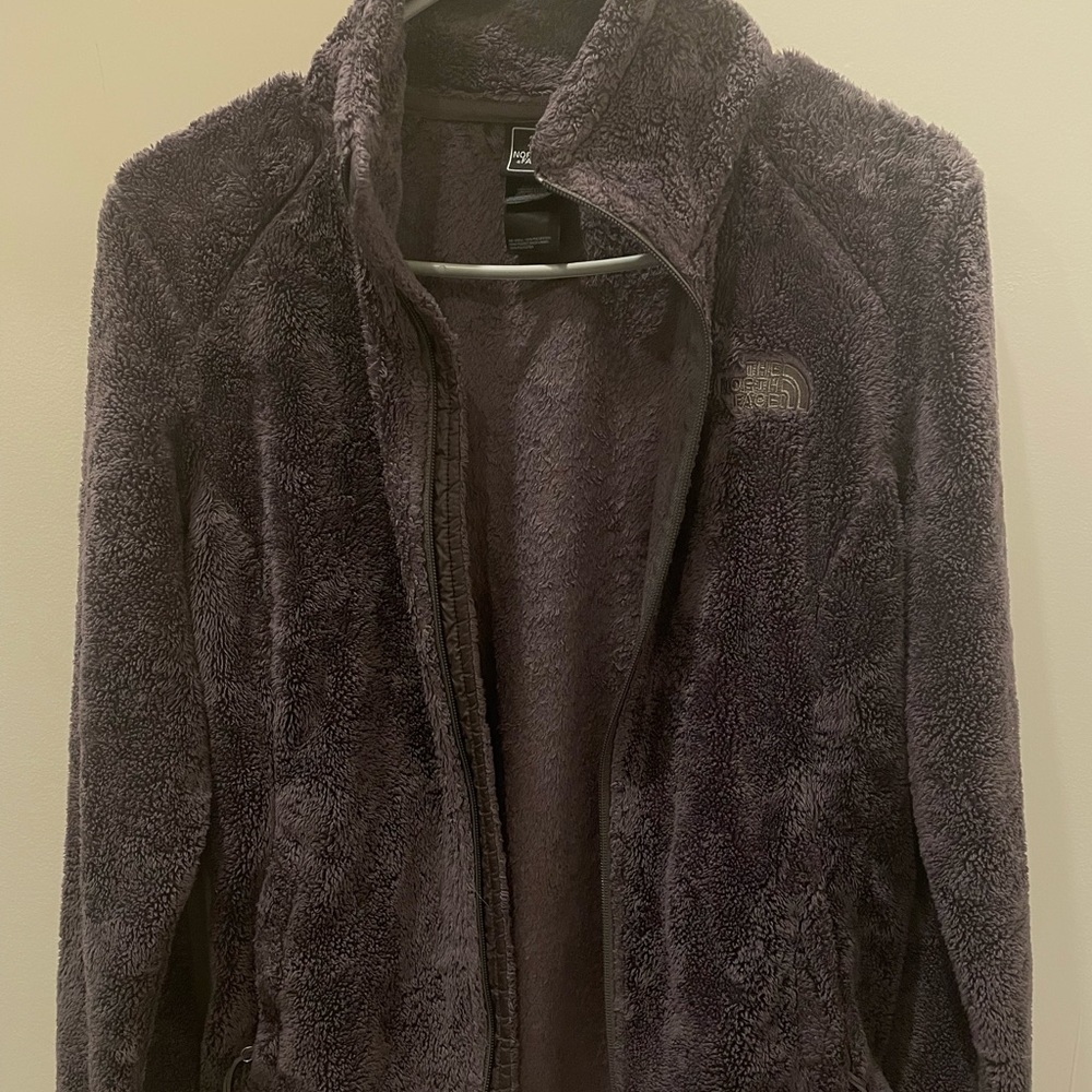 The NorthFace Collared Grey Fuzzy Zip Up